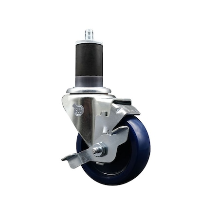 Service Caster 3.5'' Solid Poly Swivel 1-7/8'' Expanding Stem Caster with Brake SCC-EX20S3514-SPUS-TLB-178